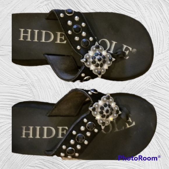 Hide and Sole thong wedge sandals - Picture 3 of 4